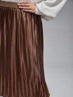 VIP Plus Elastic Waist Pleated Midi Skirt