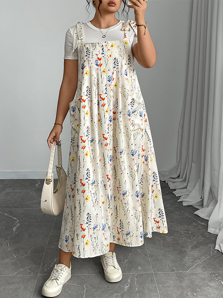 VIP Solid Ruffled Shirred Pocket Sundress
