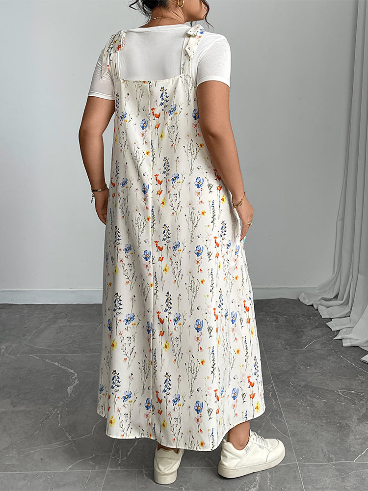 VIP Solid Ruffled Shirred Pocket Sundress