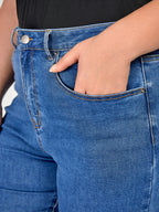 Plus Blue Zipper Fly Flare Leg Jeans
