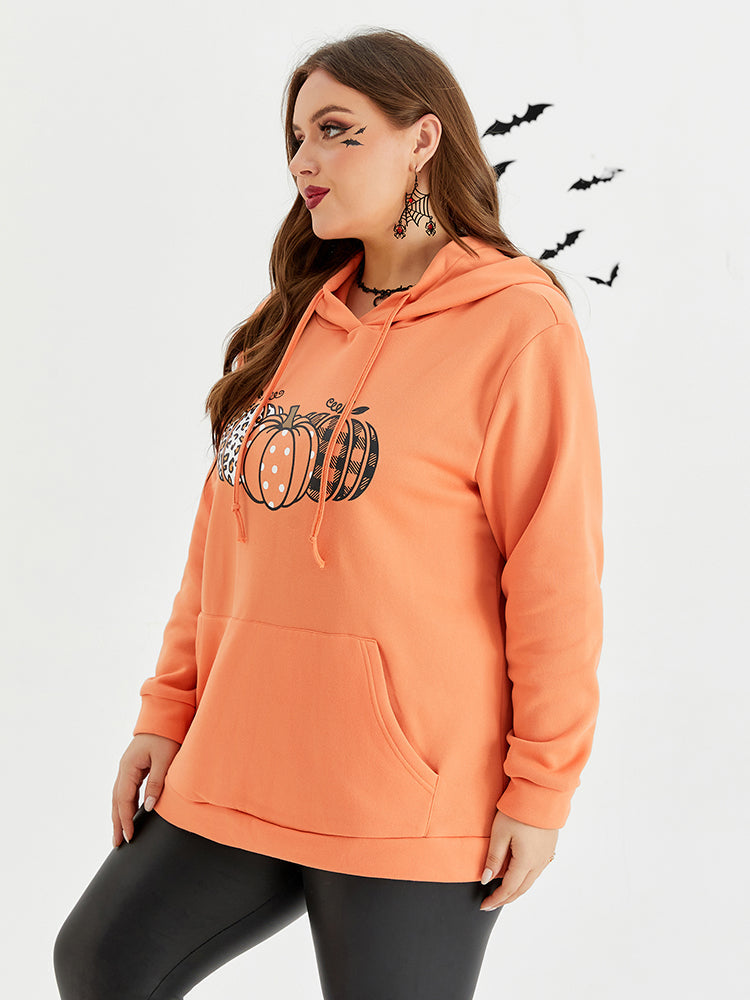 VIP Halloween Pumpkin Pattern Drawstring Hoodie