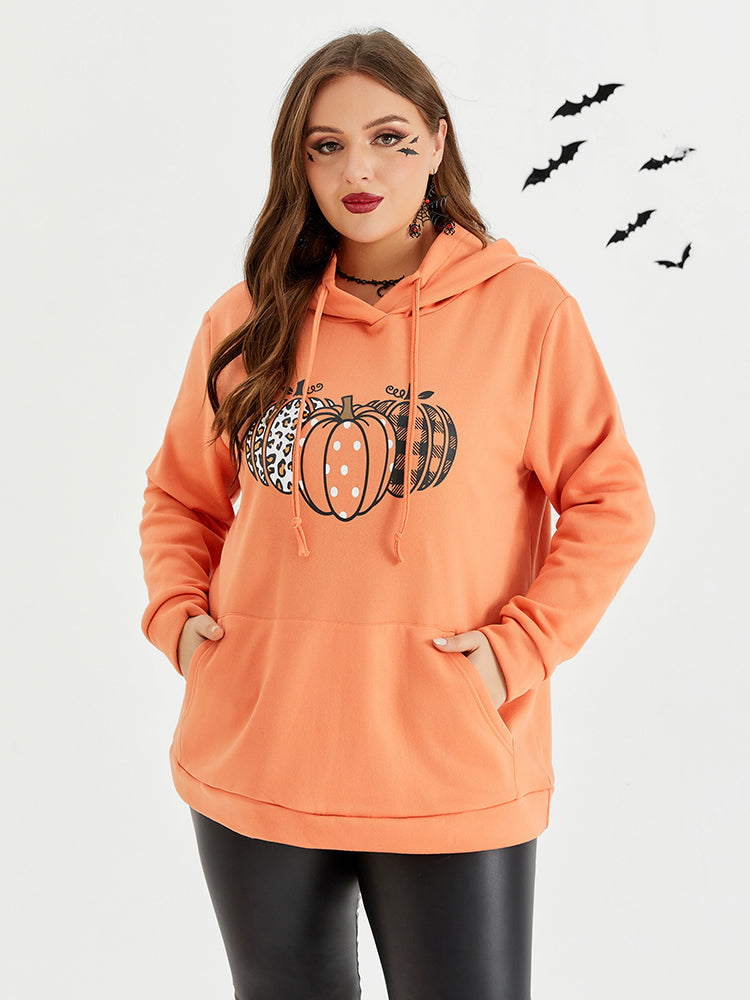 VIP Halloween Pumpkin Pattern Drawstring Hoodie