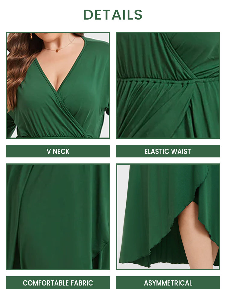 VIP Plus Elastic Waist Asymmetrical Hem Maxi Dress
