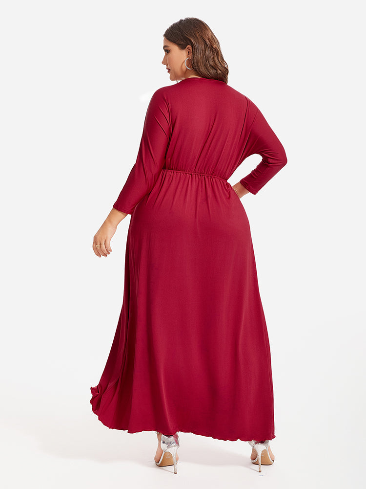 VIP Plus Elastic Waist Asymmetrical Hem Maxi Dress