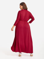 VIP Plus Elastic Waist Asymmetrical Hem Maxi Dress