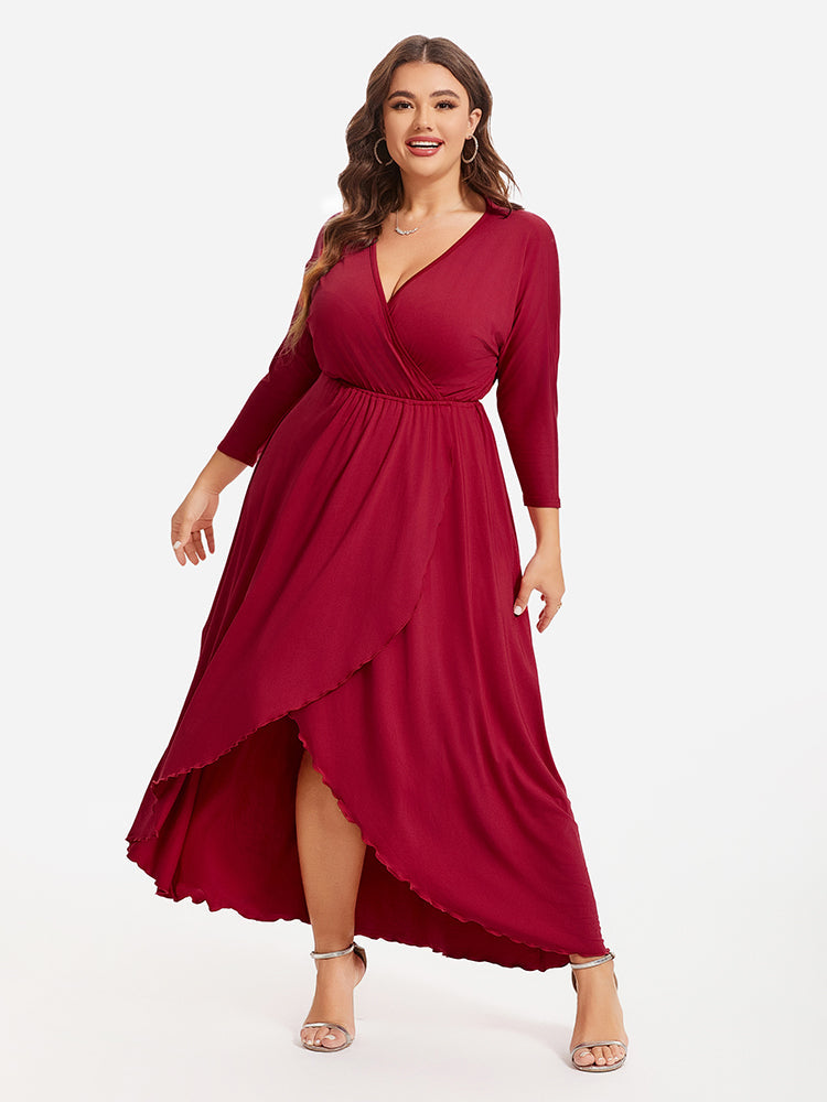 VIP Plus Elastic Waist Asymmetrical Hem Maxi Dress