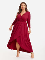 VIP Plus Elastic Waist Asymmetrical Hem Maxi Dress