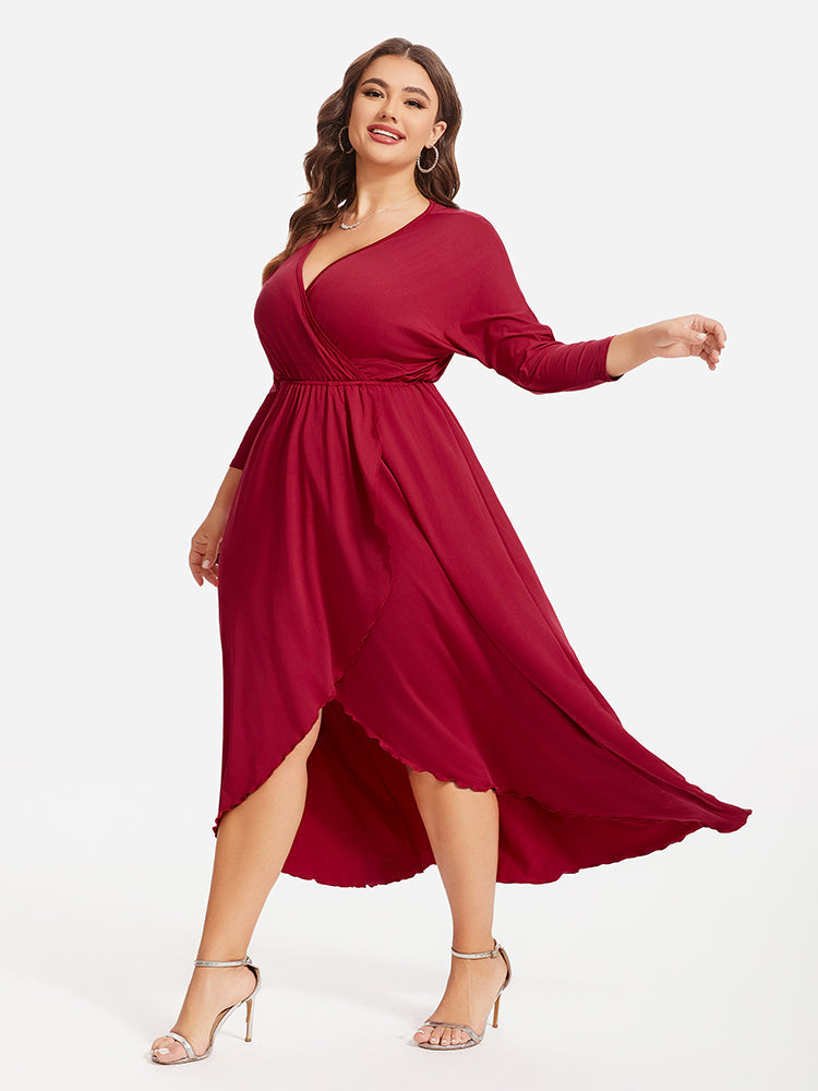 VIP Plus Elastic Waist Asymmetrical Hem Maxi Dress