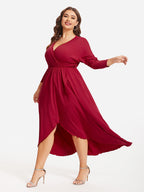 VIP Plus Elastic Waist Asymmetrical Hem Maxi Dress
