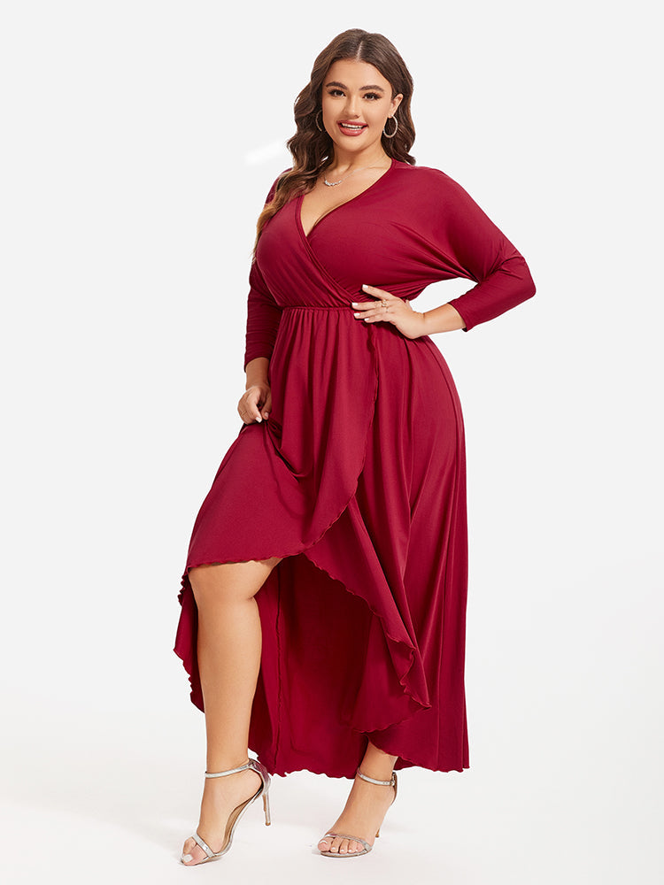 VIP Plus Elastic Waist Asymmetrical Hem Maxi Dress