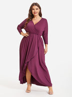 VIP Plus Elastic Waist Asymmetrical Hem Maxi Dress