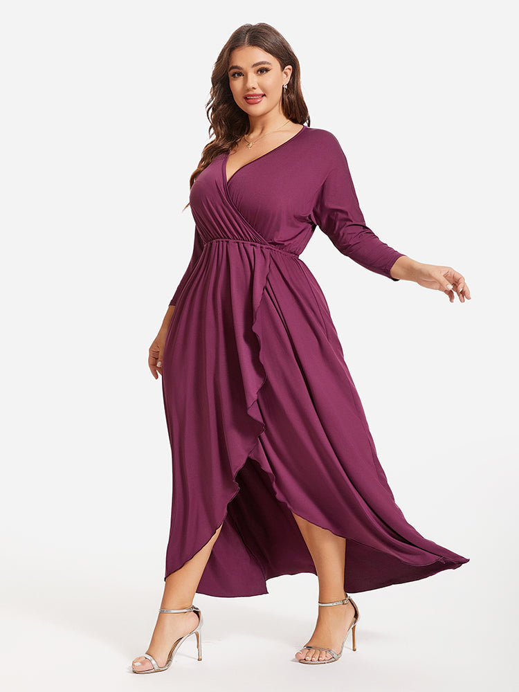 VIP Plus Elastic Waist Asymmetrical Hem Maxi Dress