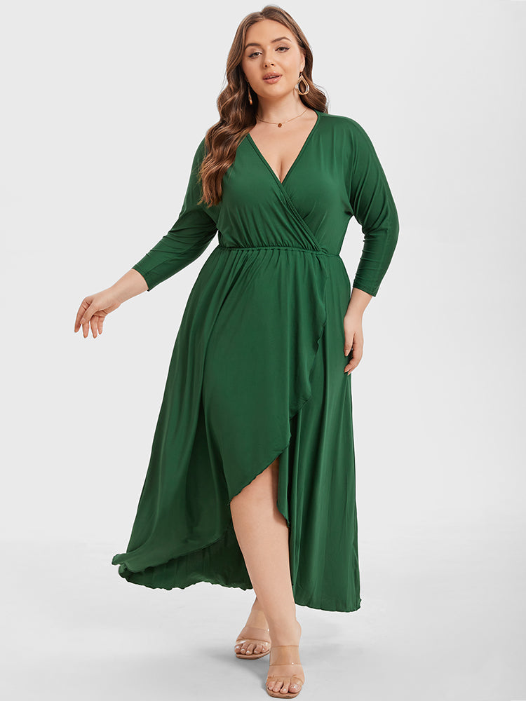 VIP Plus Elastic Waist Asymmetrical Hem Maxi Dress