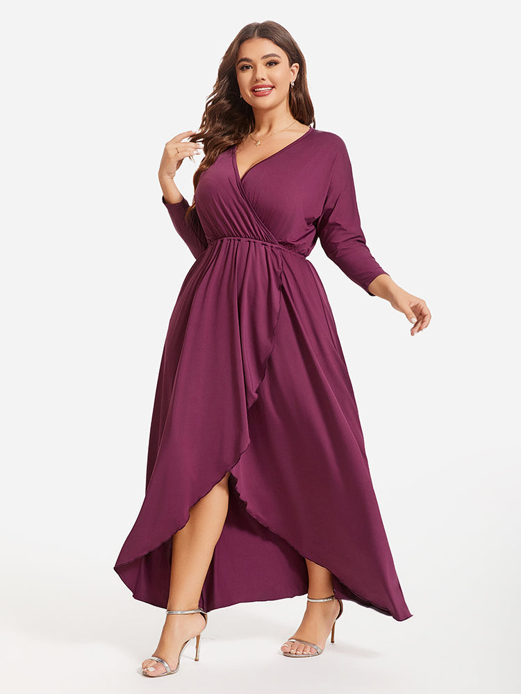 VIP Plus Elastic Waist Asymmetrical Hem Maxi Dress