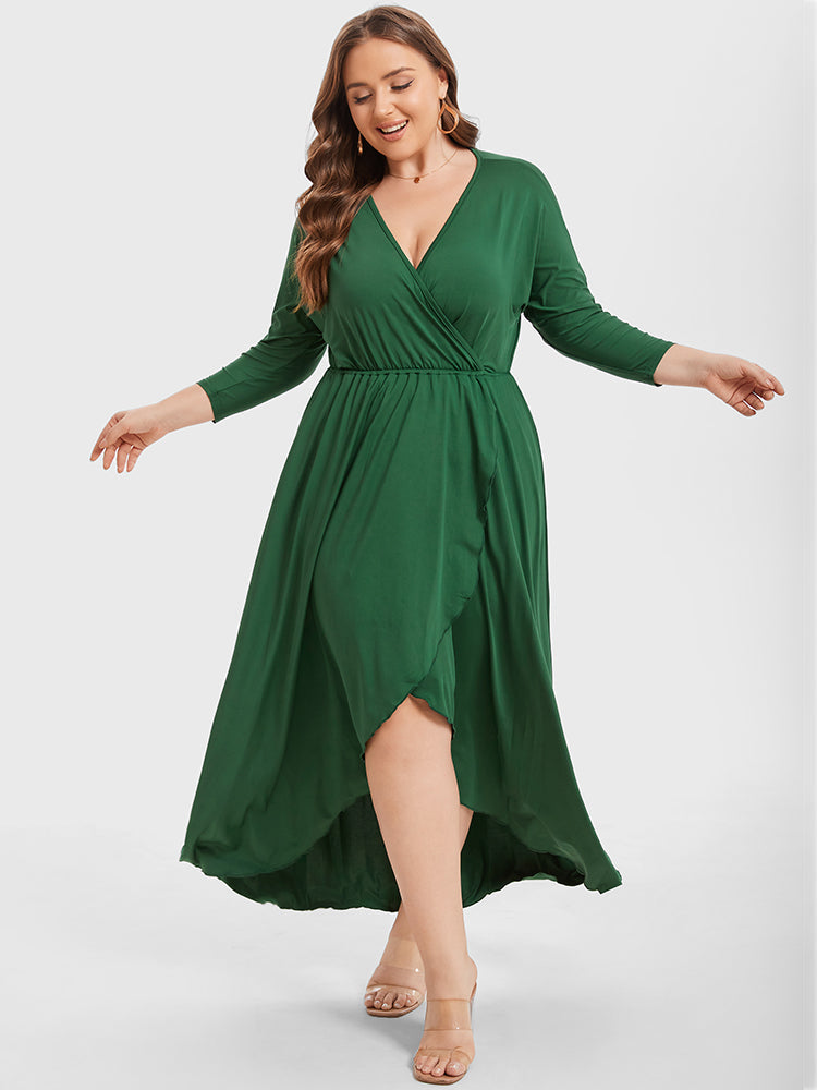 VIP Plus Elastic Waist Asymmetrical Hem Maxi Dress