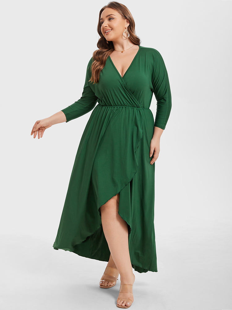VIP Plus Elastic Waist Asymmetrical Hem Maxi Dress