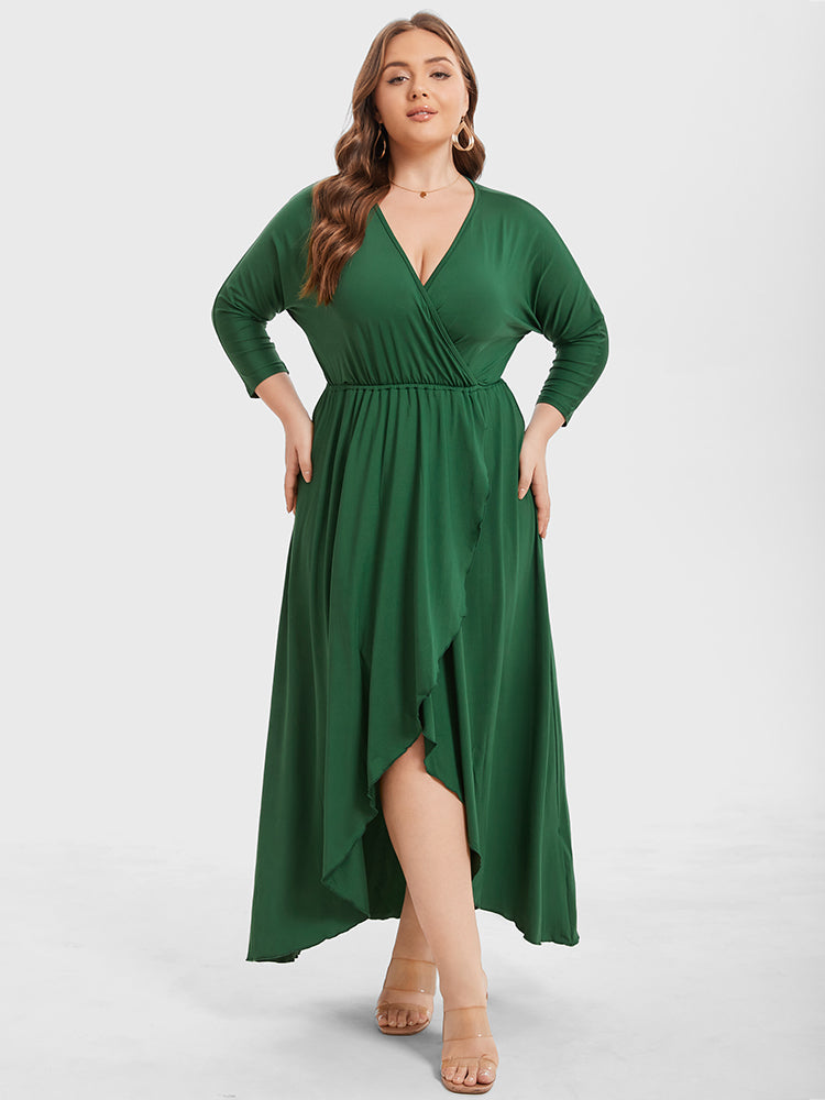 VIP Plus Elastic Waist Asymmetrical Hem Maxi Dress