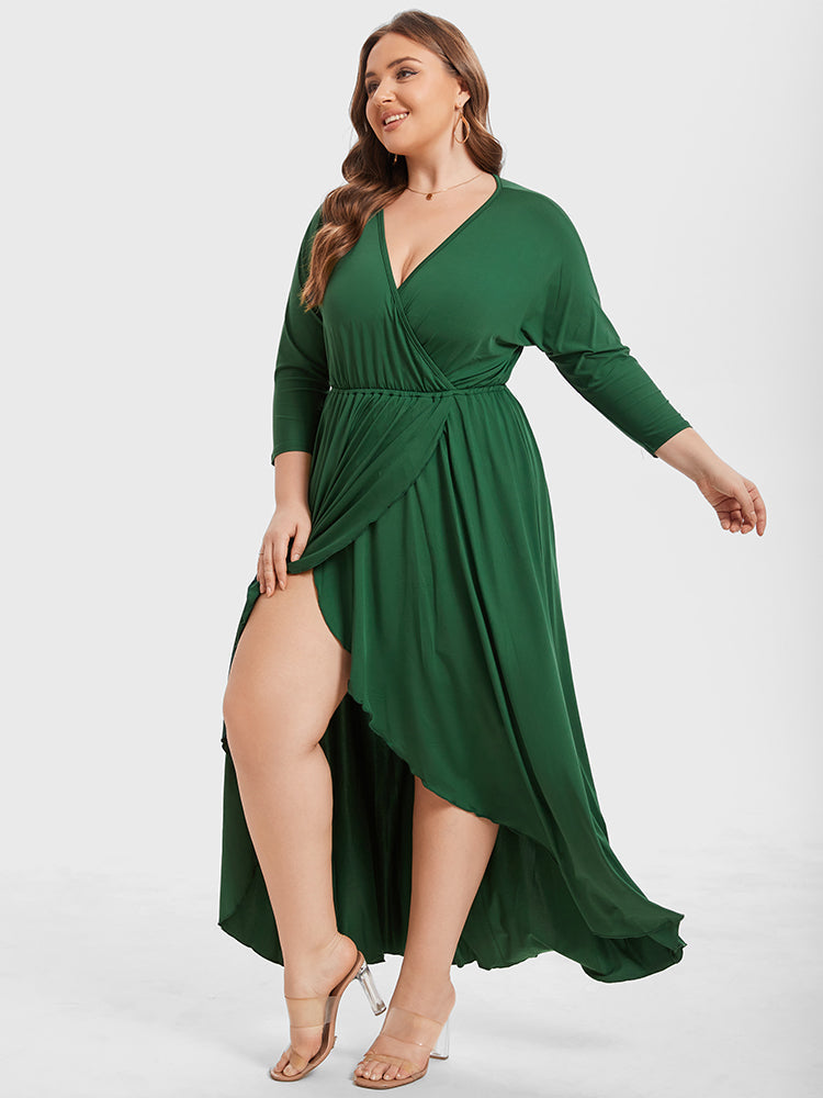 VIP Plus Elastic Waist Asymmetrical Hem Maxi Dress