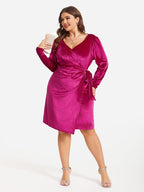 VIP Solid Wrap Knot Side Velvet Dress