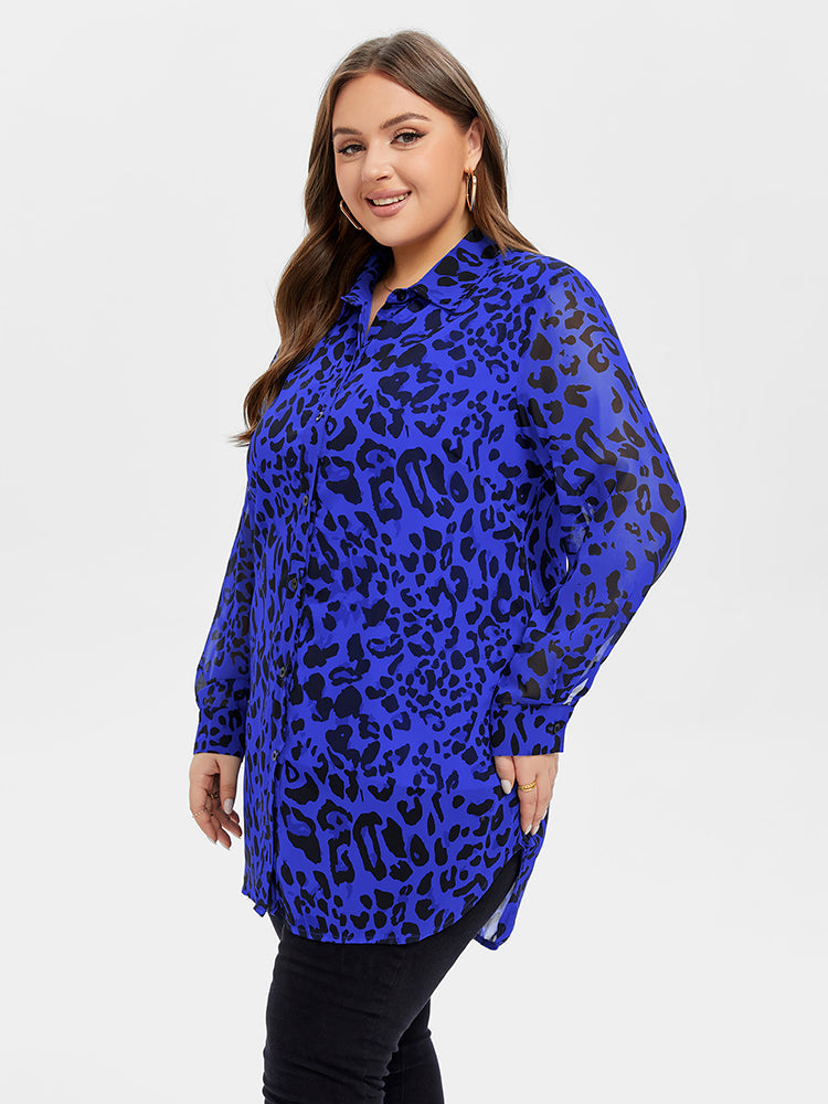 Leopard Print Button Front Blouse