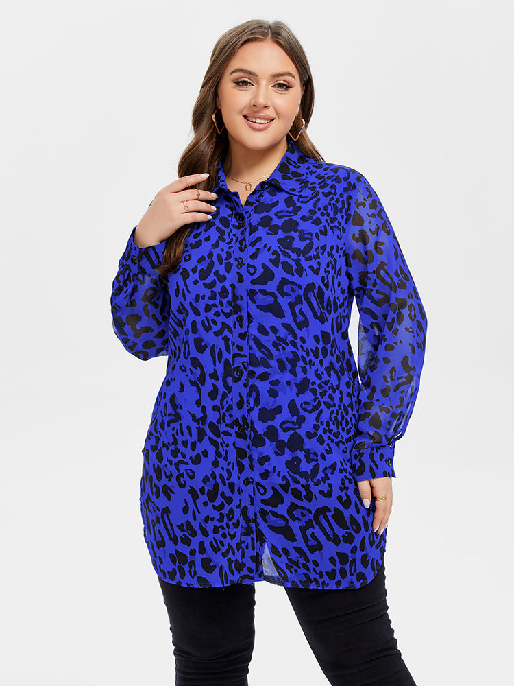 Leopard Print Button Front Blouse