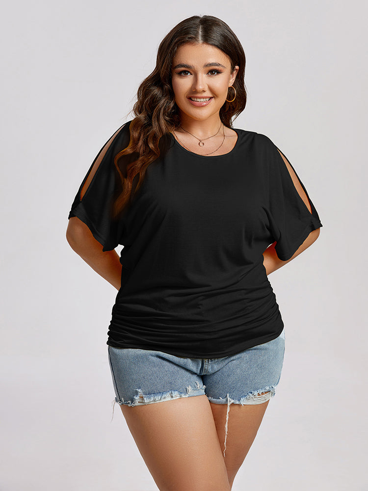 VIP Plus Plain Ruched Cut Out Tee