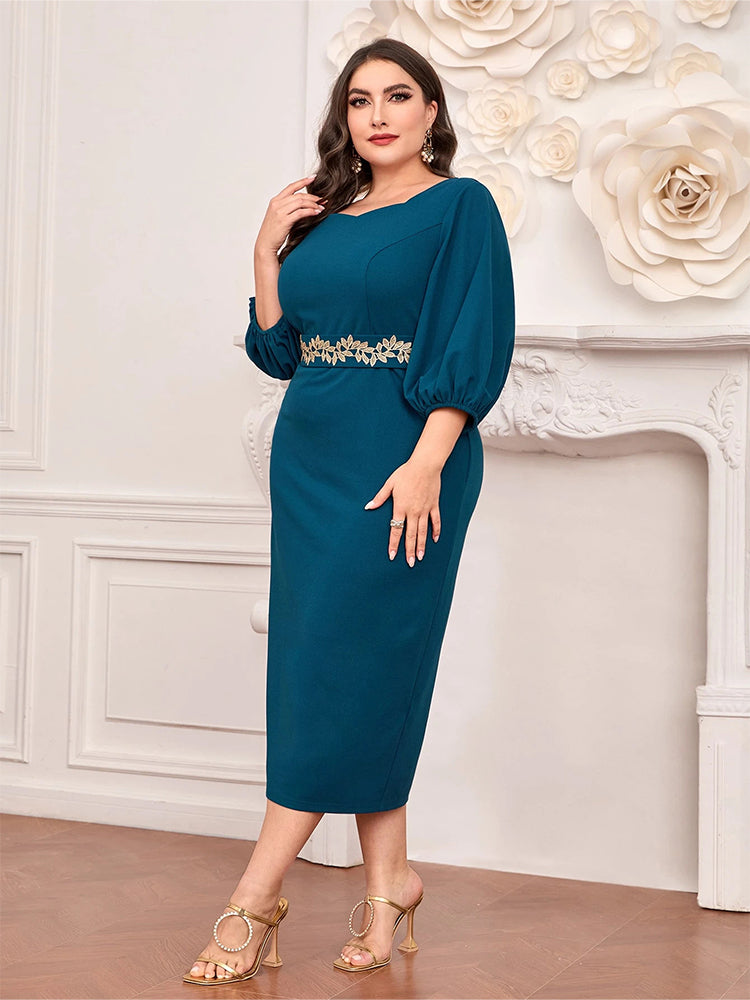 Square Neck Solid Belted Dress