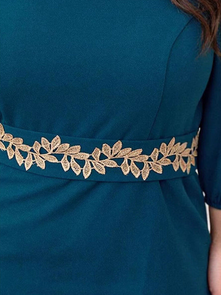 Square Neck Solid Belted Dress
