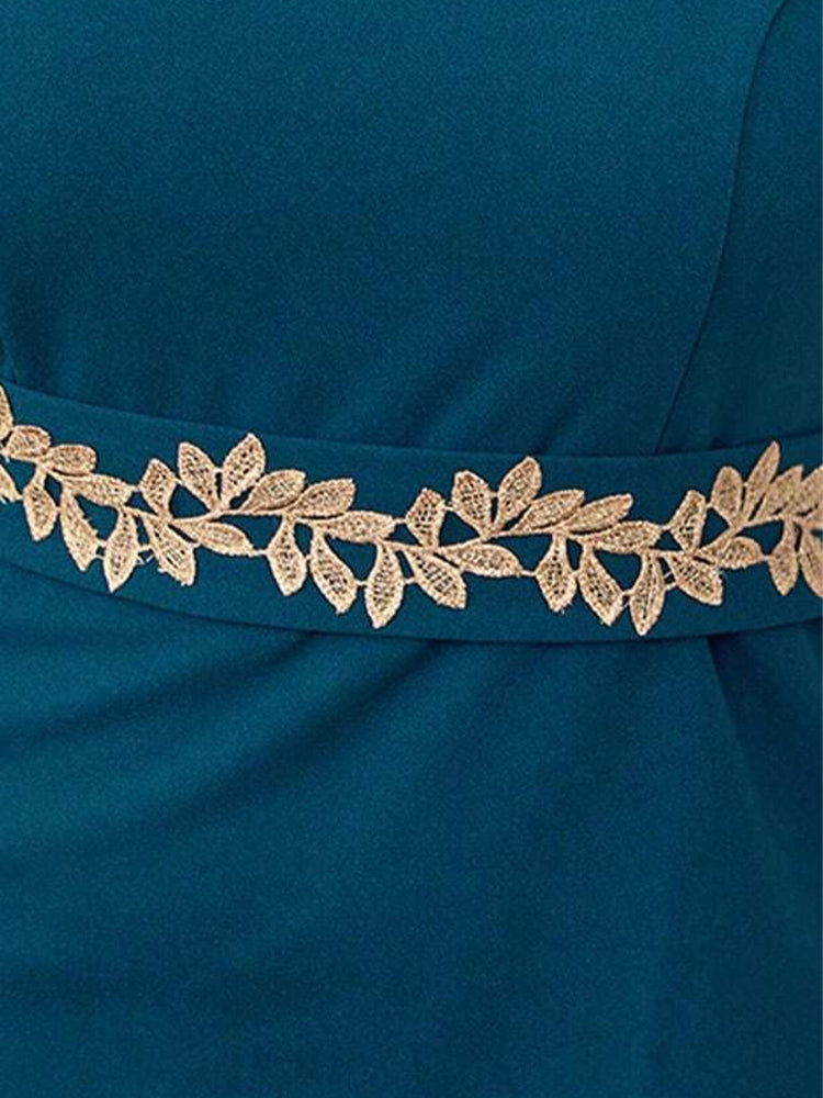 Square Neck Solid Belted Dress