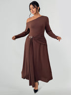 Off Shoulder Ruched Maxi Dress
