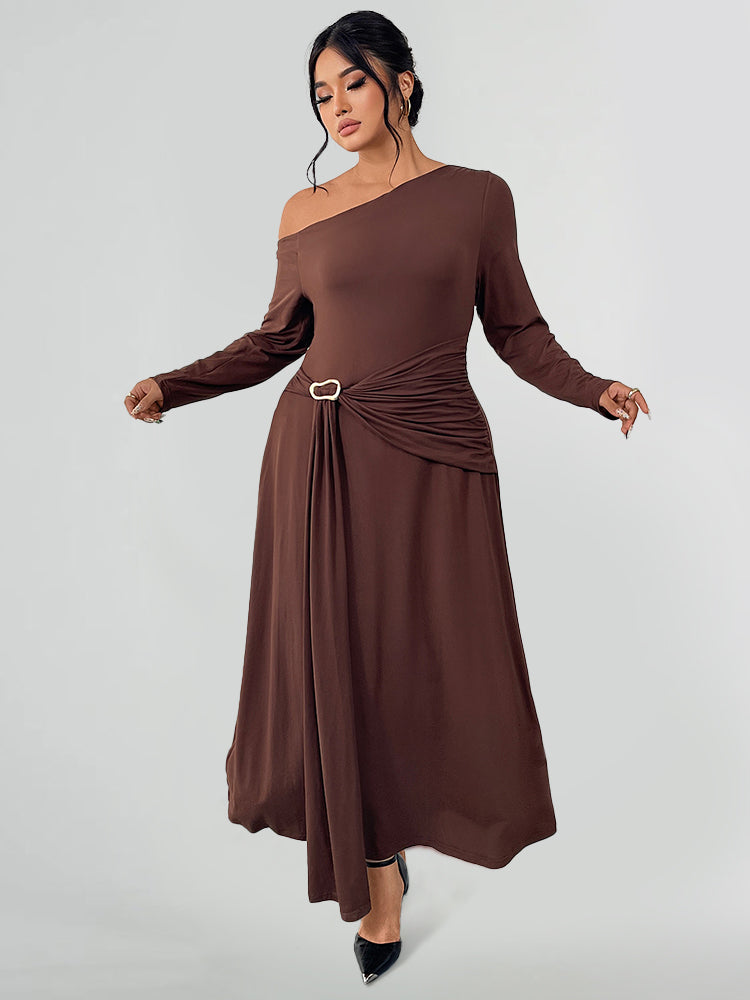 Off Shoulder Ruched Maxi Dress