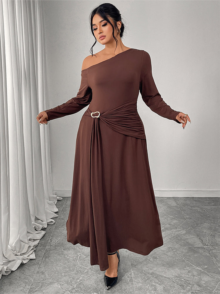 Off Shoulder Ruched Maxi Dress