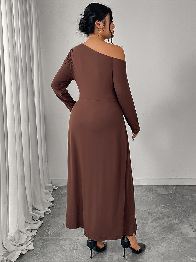 Off Shoulder Ruched Maxi Dress