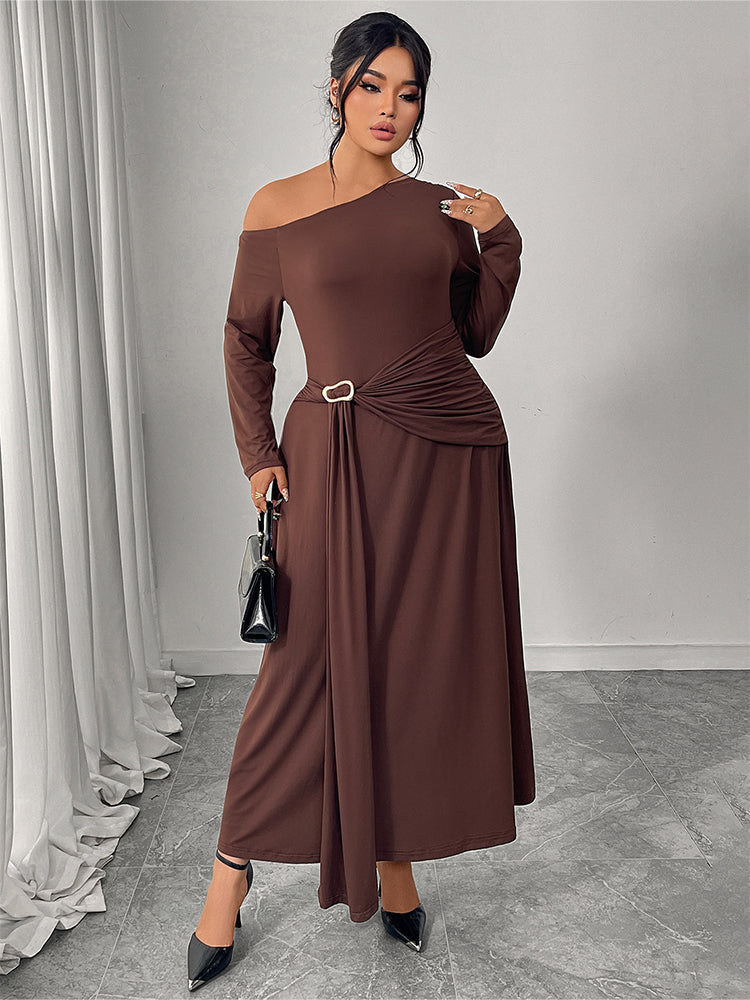 Off Shoulder Ruched Maxi Dress