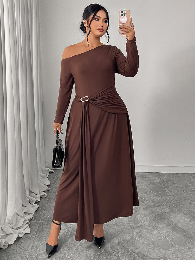 Off Shoulder Ruched Maxi Dress