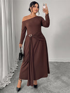 Off Shoulder Ruched Maxi Dress