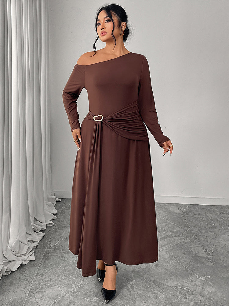 Off Shoulder Ruched Maxi Dress