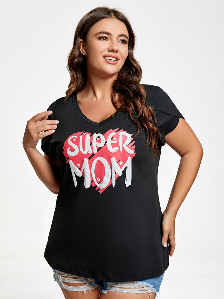 Plus Super Mom Tulip Sleeve Graphic Tee