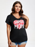 Plus Super Mom Tulip Sleeve Graphic Tee