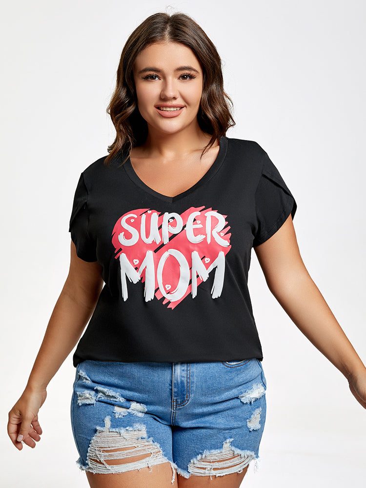 Plus Super Mom Tulip Sleeve Graphic Tee