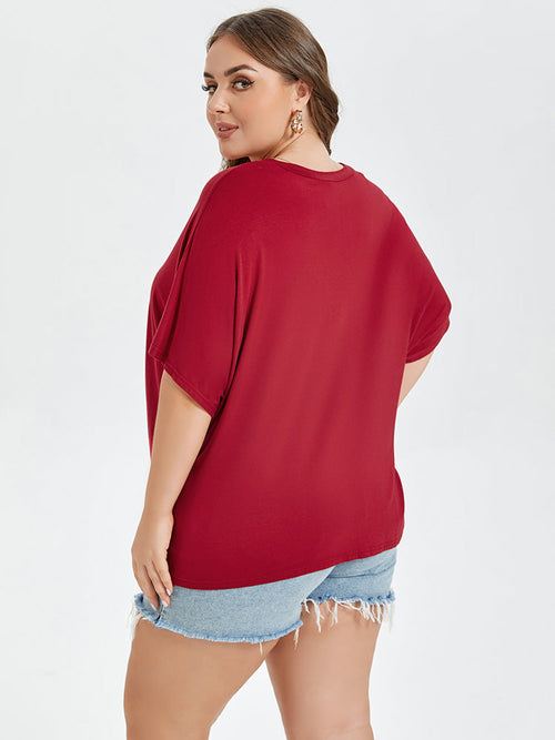 Crisscross Wrap V-Neck Batwing Sleeve Tee