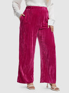 High Waist Pocket Wide Leg Velvet Pants