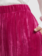 High Waist Pocket Wide Leg Velvet Pants