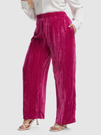 High Waist Pocket Wide Leg Velvet Pants