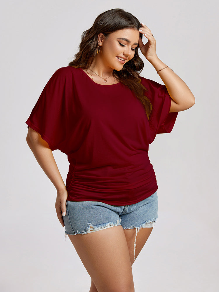 VIP Plus Plain Ruched Cut Out Tee