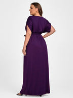 VIP Plus Dolman Sleeve Wrap Maxi Party Dress