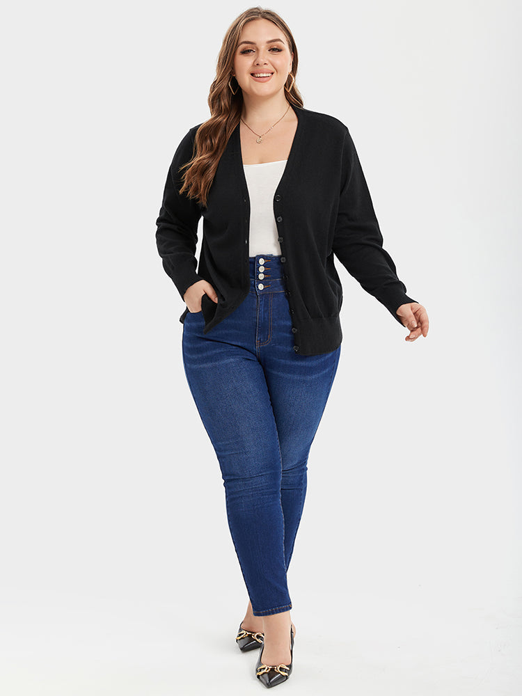 V-Neck Button Front Cardigan