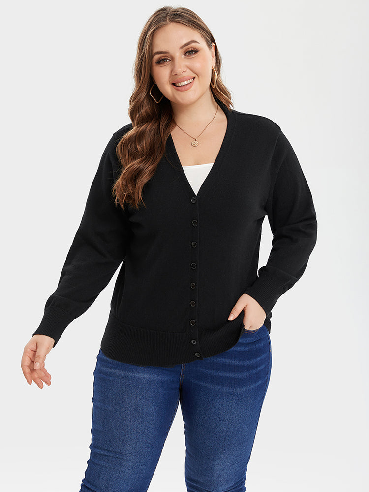 V-Neck Button Front Cardigan