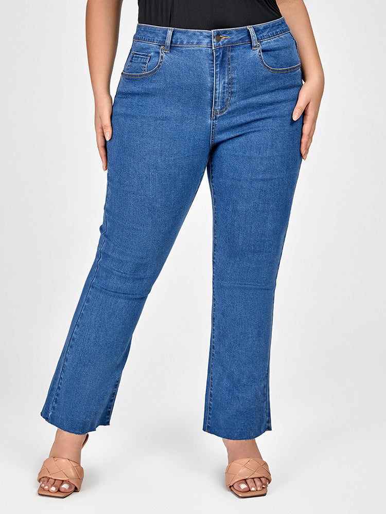 Plus Blue Zipper Fly Flare Leg Jeans