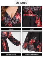 Plus Floral Crisscross Wrap Midi Dress